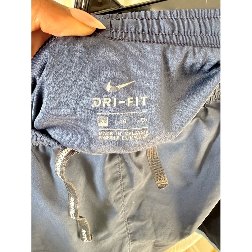 Nike Navy Running Shorts with Light Blue Trim - Picture 5 of 5